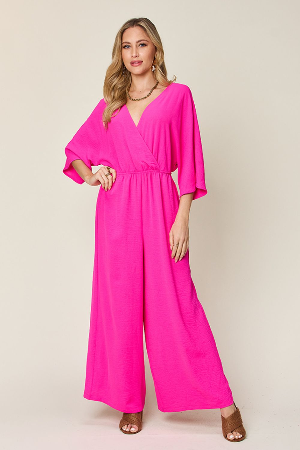 Timeless Charm Surplice Wide Leg Jumpsuit