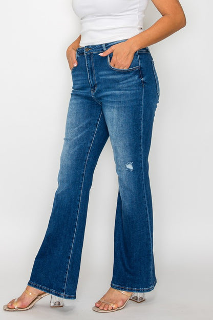 bytos Full Size High Rise Bootcut Jeans with Pockets