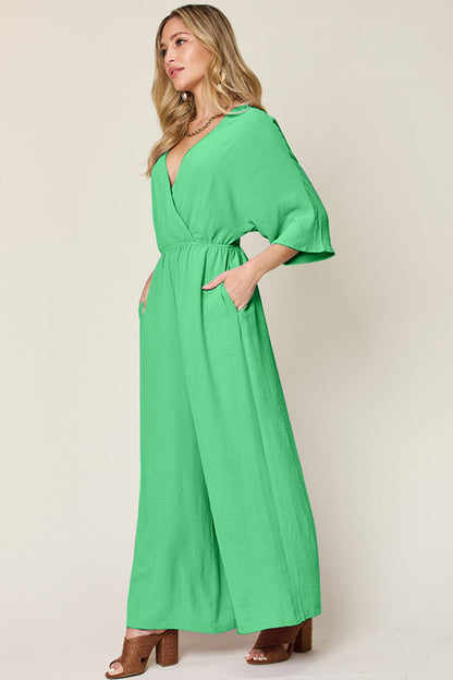 Timeless Charm Surplice Wide Leg Jumpsuit