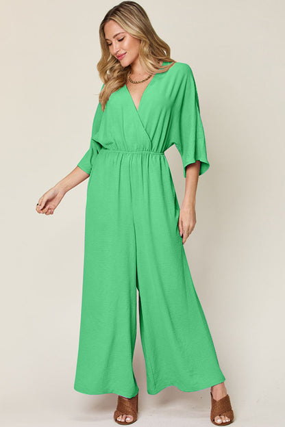 Timeless Charm Surplice Wide Leg Jumpsuit