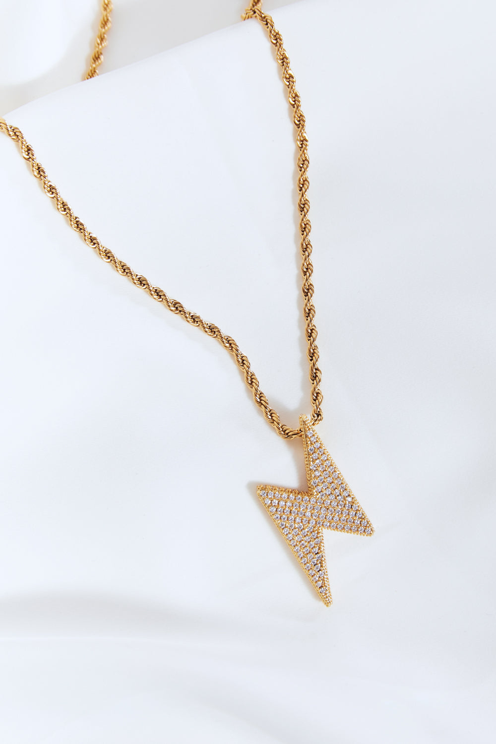 Spark Strike Brass Lightning Pendant Necklace