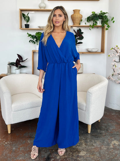 Timeless Charm Surplice Wide Leg Jumpsuit