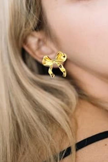 Gold Bow Stud Earrings