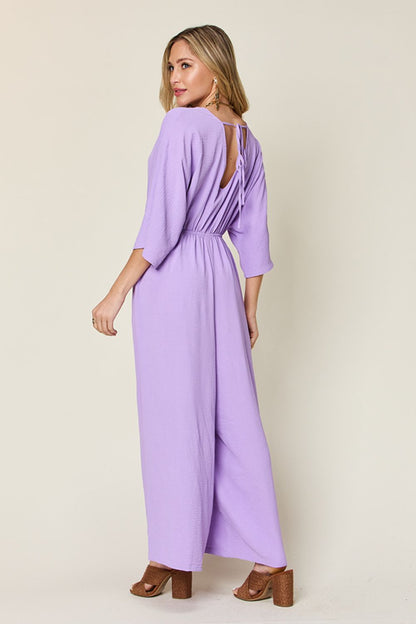 Timeless Charm Surplice Wide Leg Jumpsuit