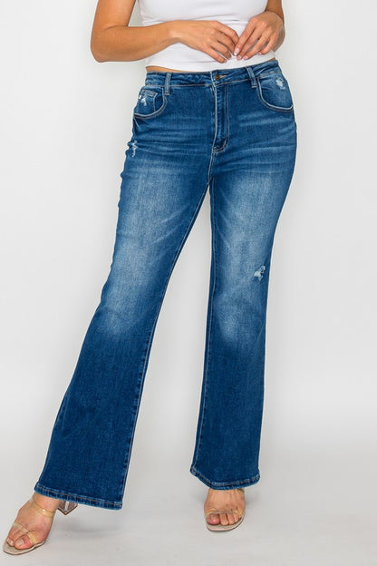 bytos Full Size High Rise Bootcut Jeans with Pockets