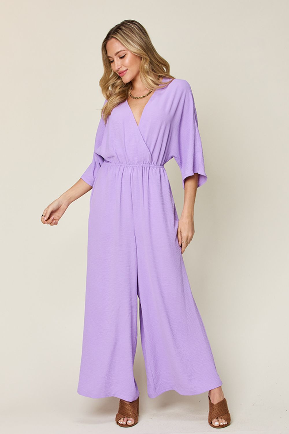 Timeless Charm Surplice Wide Leg Jumpsuit