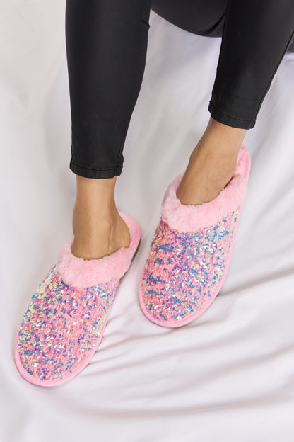 Sparkle Luxe Sequin Plush Slippers