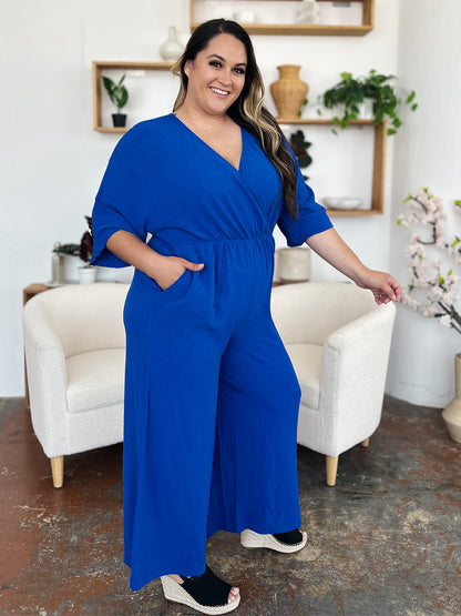 Timeless Charm Surplice Wide Leg Jumpsuit