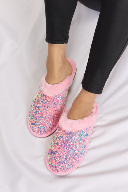 Sparkle Luxe Sequin Plush Slippers