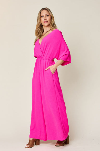 Timeless Charm Surplice Wide Leg Jumpsuit