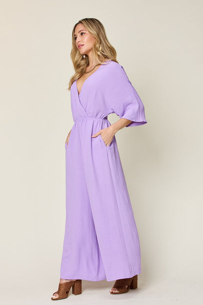 Timeless Charm Surplice Wide Leg Jumpsuit